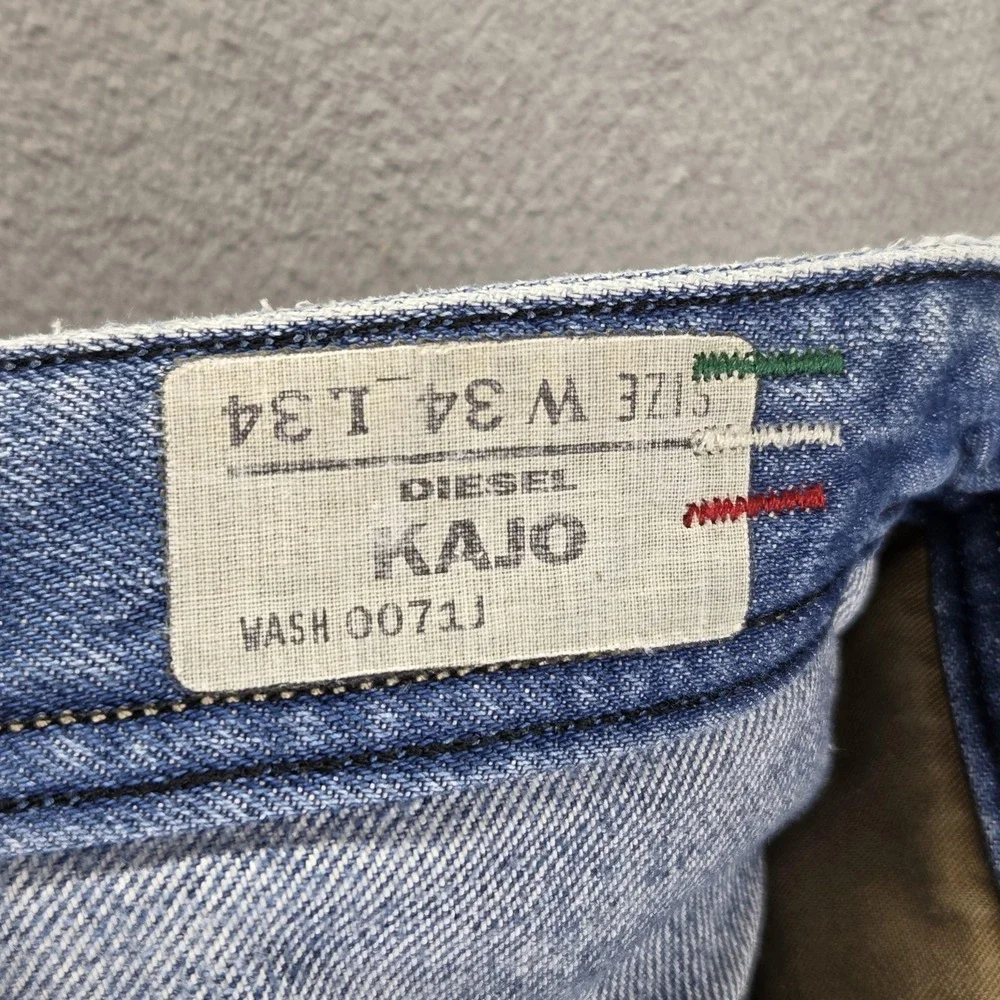 Diesel Jeans Mens 34x34 Blue Kajo Relaxed Straight Button Fly Made Italy 0071J